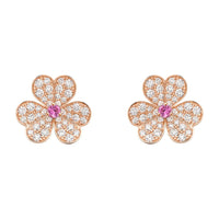 [Aethel]FRIVOLE PINK GOLD FLOWER DIAMOND EARRINGS