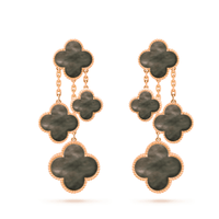 [Aethel]CLOVER EARRINGS DARK MOP 4 MOTIFS ROSE GOLD