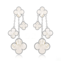 [Aethel]CLOVER EARRINGS WHITE MOP 4 MOTIFS SILVER