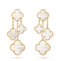 [Aethel]CLOVER EARRINGS WHITE MOP 4 MOTIFS GOLD