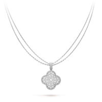[Aethel]CLOVER 25MM SILVER FULL DIAMOND BIG CLOVER NECKLACE