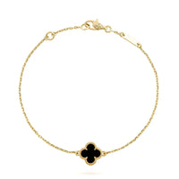 [Aethel]CLOVER ONYX SINGLE FLOWER BRACELET