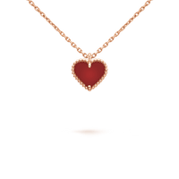 [Aethel]SWEET CLOVER CARNELIAN HEART NECKLACE