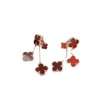 [Aethel]CLOVER EARRINGS CARNELIAN 4 MOTIFS PINK GOLD