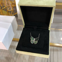 [Aethel]LARGE BUTTERFLY SILVER PENDANT DIAMOND NECKLACE