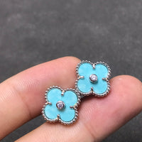 [Aethel]CLOVER 1 DIAMOND BLUE SKY SILVER EARRINGS