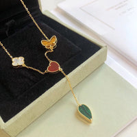 [Aethel]LUCKY SPRING 4 MOTIFS ROSE GOLD NECKLACE
