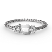 [Aethel]FORCE LARGE HORSESHOE HALF DIAMOND BRACELET SILVER