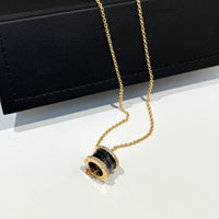 [Aethel]ZERO 1 BLACK CERAMIC DIAMOND PINK GOLD NECKLACE